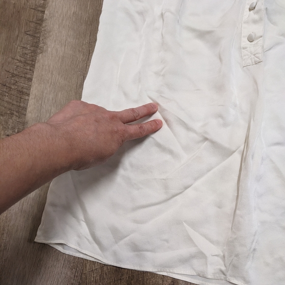 Theory 100% Silk Halter Top Half Button Down Creamy White Small Relaxed Fit - Picture 12 of 12